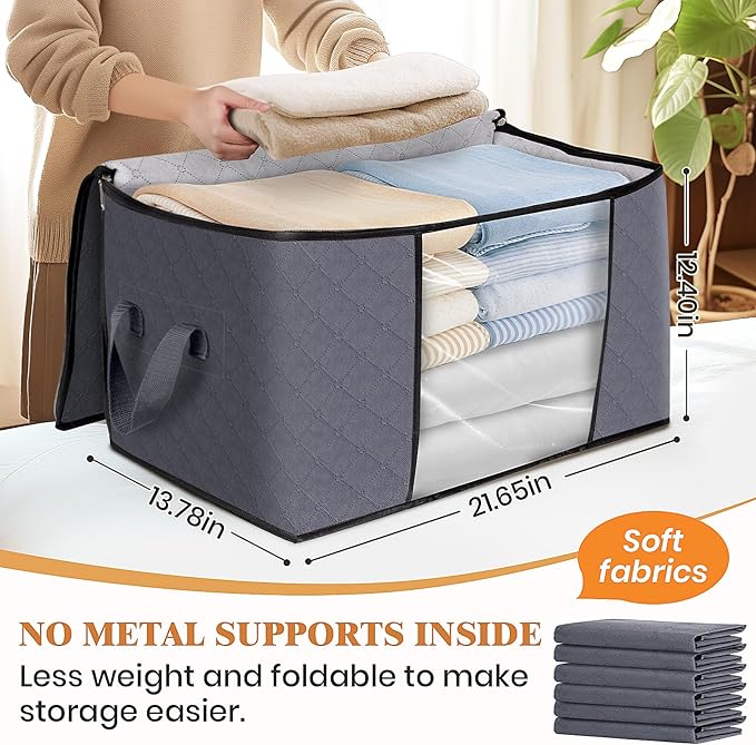 Fab totes Storage Bags,Clothes Blanket Storage Bins Foldable Closet Organizers